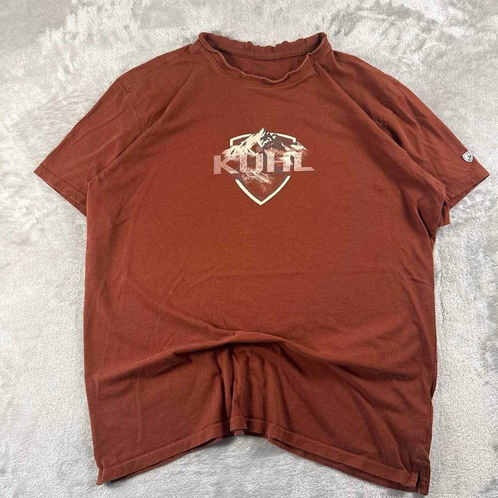 Kuhl Mountain Culture T-Shirt Men’s XL Rust Brown Outdoor Graphic Distressed